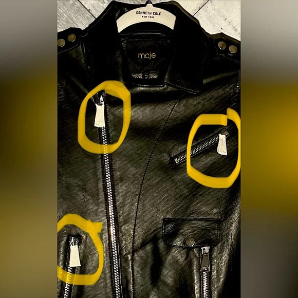 MAJE NWT Women’s Black Leather Jacket.Size 36 (4) - Picture 7 of 8